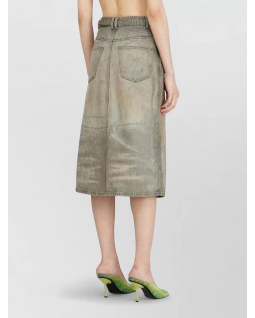 DIESEL Gray Cotton Denim Midi Skirt Belt Loops