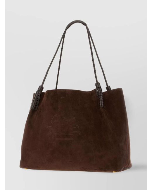 Etro Brown Shoulder Bags With Dual Handles And Rectangular Shape