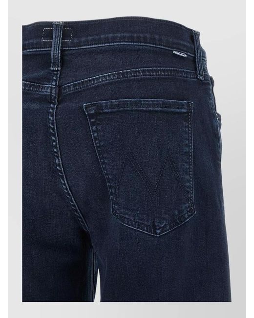 Mother Blue Denim Mid-Rise Straight-Leg Ankle Jeans