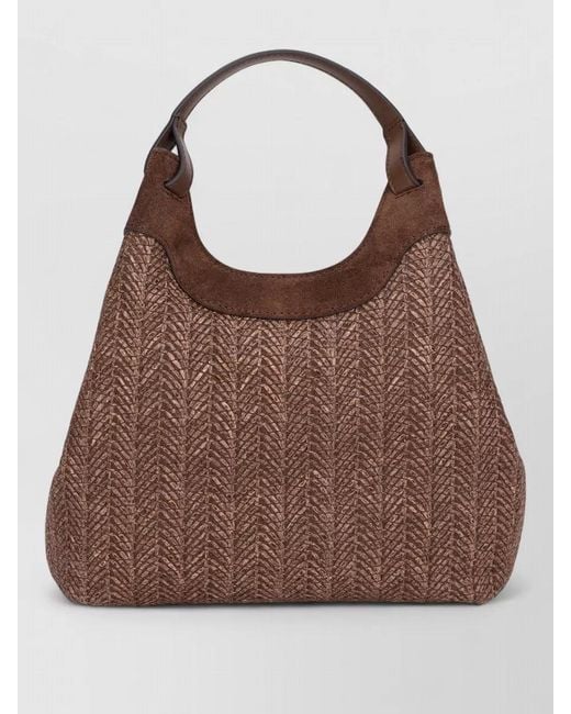 Gianni Chiarini Brown Dua Straw Texture Shoulder Bag