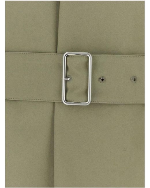 Jil Sander Green Cotton Single-Breasted Belted Trench Coat for men