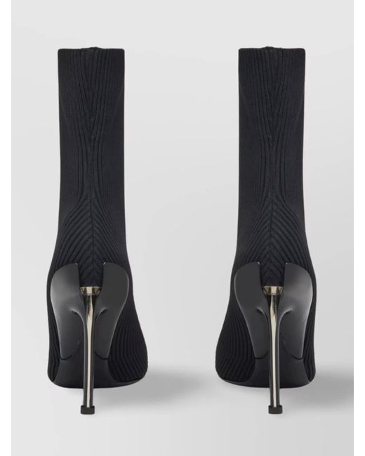 McQueen Black Stretch Knit Ankle Boots