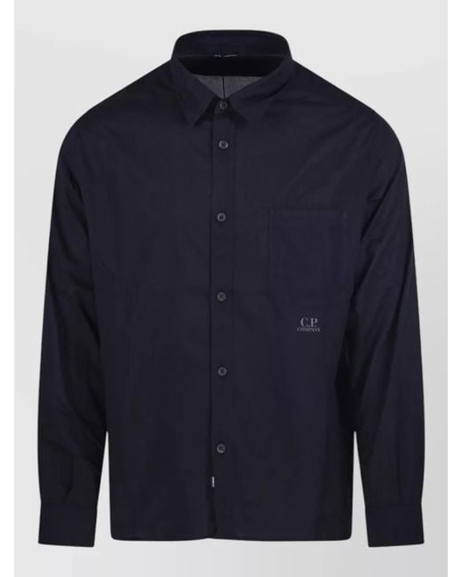 C P Company Blue Cotton Long-Sleeve Shirt for men