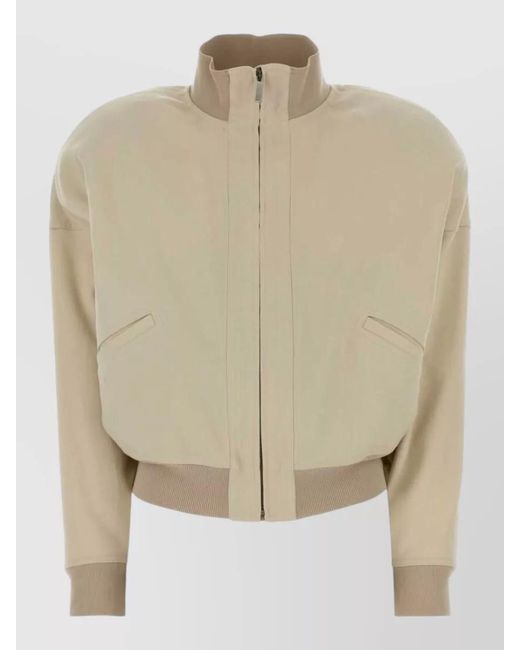 Gucci Natural High Collar Jacket Silk Nylon Blend