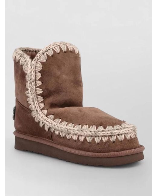Mou Brown Sheepskin Leather Boots
