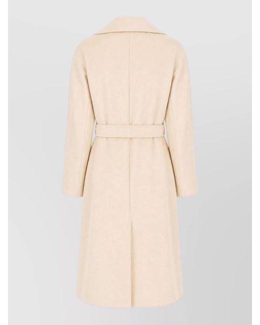 Weekend by Maxmara Natural Wool Coat Belted Waist Long Length