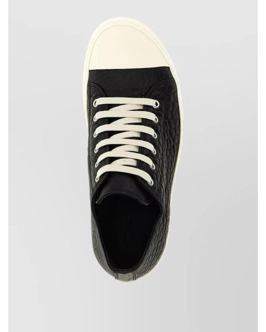 Rick Owens Black Lace Up Sneakers Hammered Leather Sole Contrast for men
