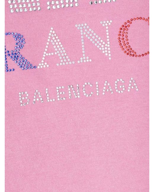 Balenciaga Pink Printed Cotton T-Shirt
