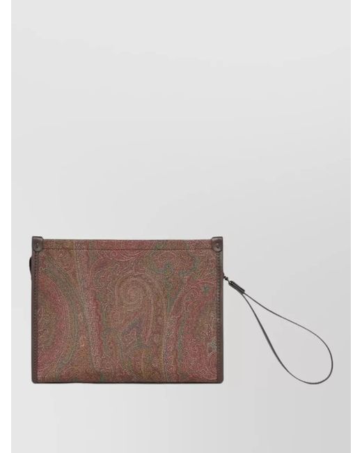 Etro Brown Paisley Clutch Bag Pegasus Embroidery Pouch