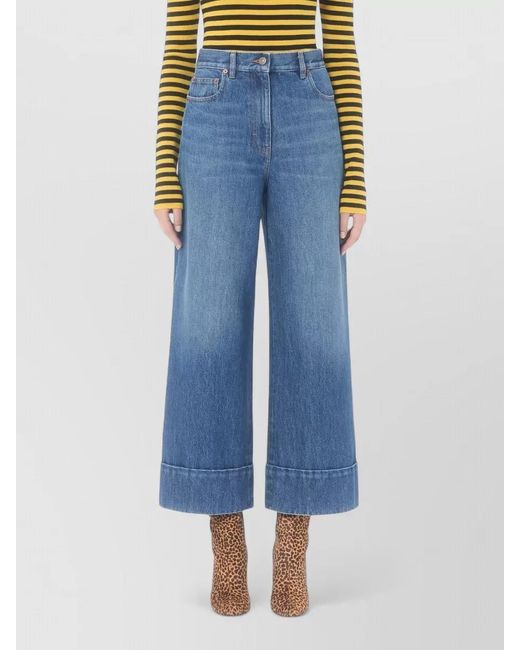 Valentino Blue Denim Wide-Leg Jeans