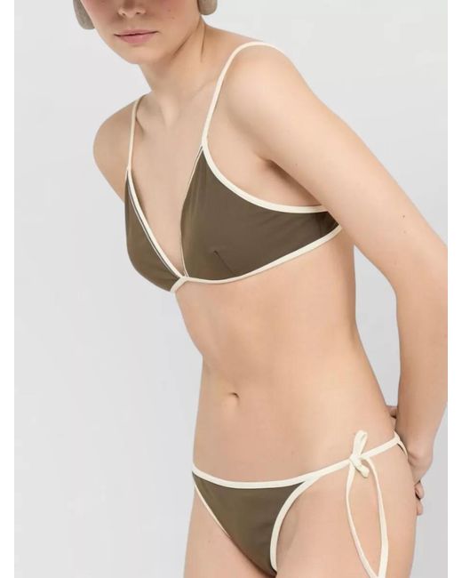 Brunello Cucinelli Gray Bikini Set Triangle Top Tie Side