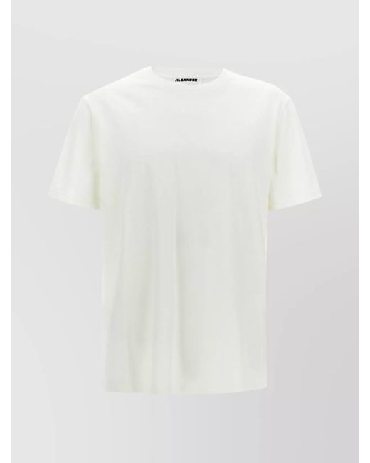 Jil Sander White Cotton Logo Patch T-Shirt for men