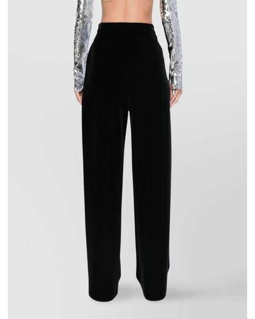 Sportmax Black Velvet High-Rise Wide-Leg Trousers