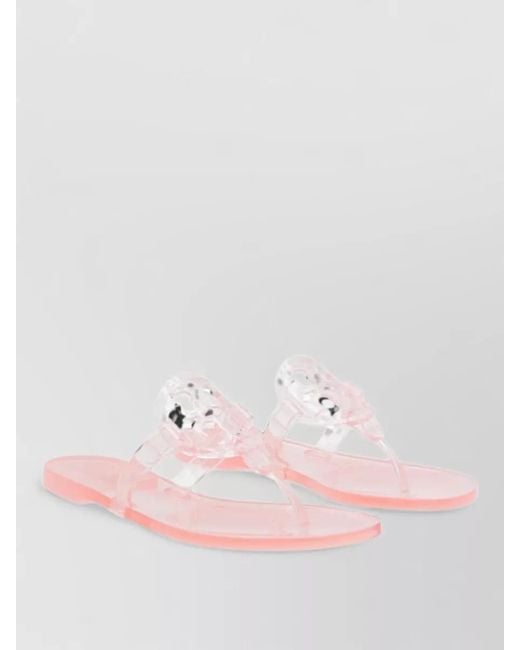 Tory Burch Pink Miller Flat Sandals Open Toe Transparent