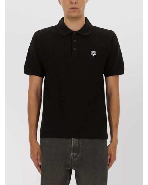 KENZO Black Polo Shirts With Short Sleeves And Collar for men