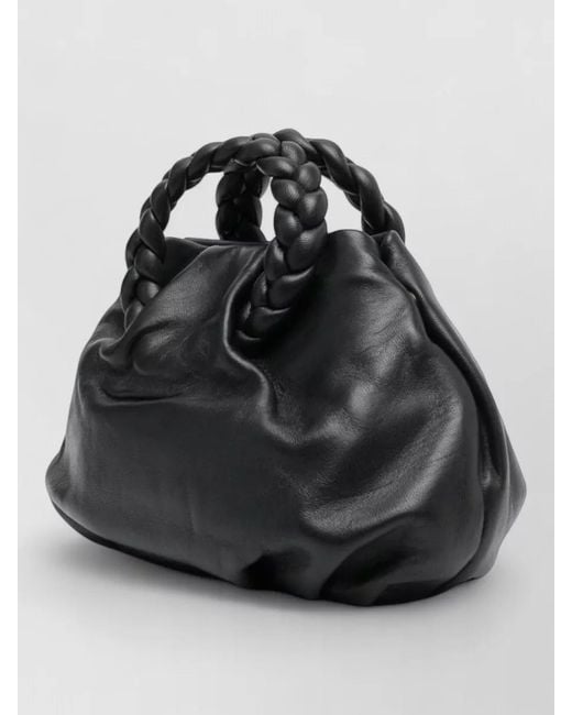 Hereu Black Bombon Leather Mini Bag Braided Handles