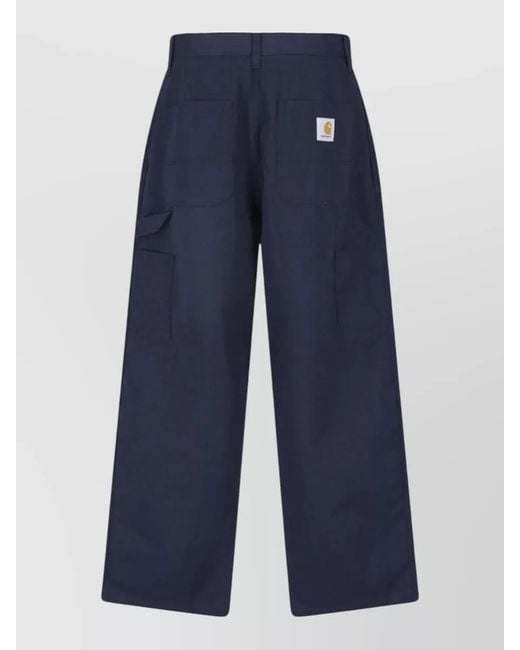 Carhartt Blue Straight Cotton Loose Fit Trousers for men