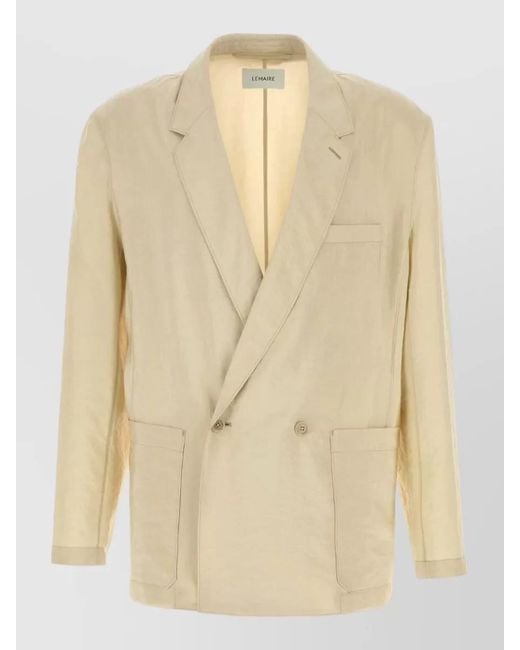 Lemaire Natural Jersey Blazer Double Breasted Notched Lapels for men