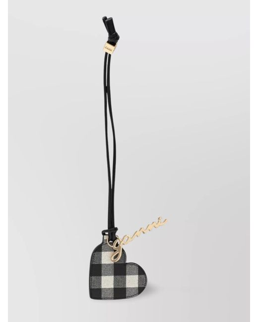Ganni White Heart Mirror Bag Strap Checkered