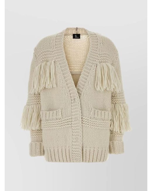 Moncler Natural Wool Crochet Oversized Cardigan