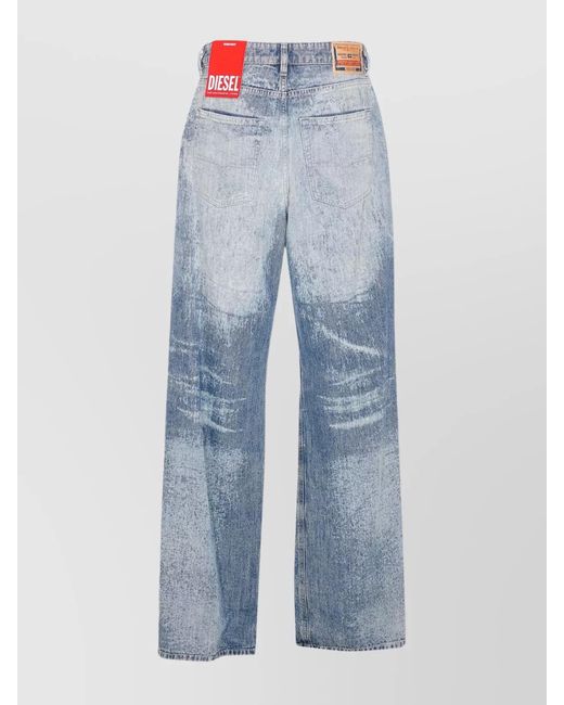 DIESEL Blue Denim High-Rise Wide-Leg Jeans