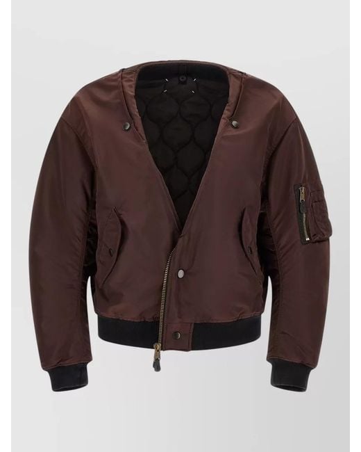 Maison Margiela Brown Reversible Bomber Jacket Quilted Ribbed Pockets for men