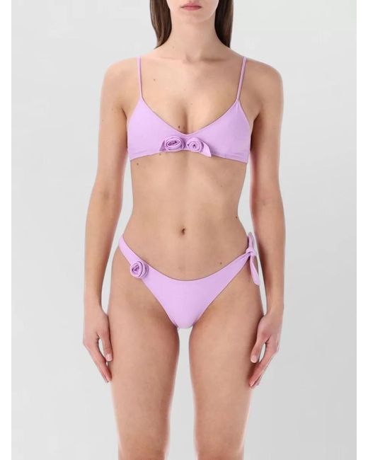 Coperni Purple Floral Bikini Top
