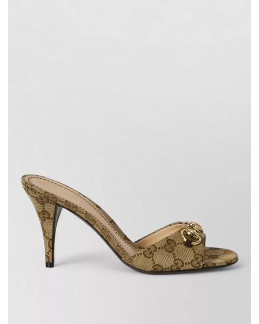 Gucci Natural Morsetto Sandals Medium Stiletto Heel