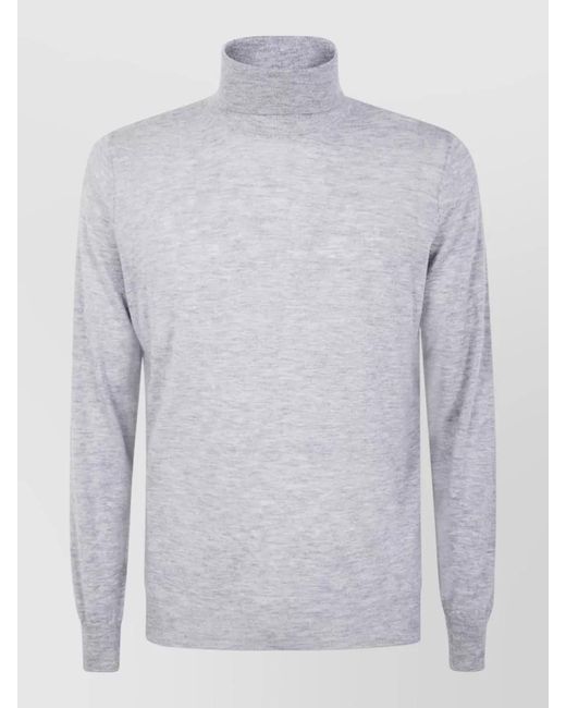 Filippo De Laurentis Gray Cashmere Virgin Wool Turtleneck Sweater for men