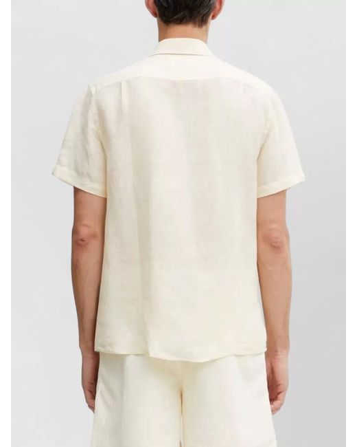 Lacoste Natural Short Sleeve Silk Nylon Button Down Shirt for men