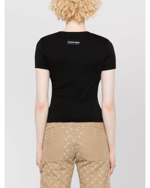 MARINE SERRE Black Cotton Slim-Fit Logo-Embroidered T-Shirt