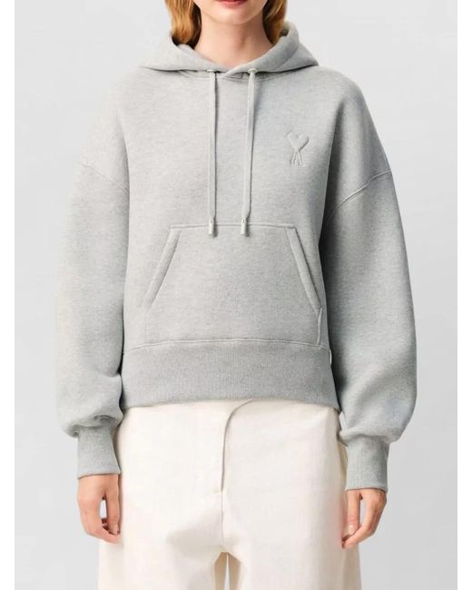 AMI White Ami De Coeur Cotton Logo Hoodie for men