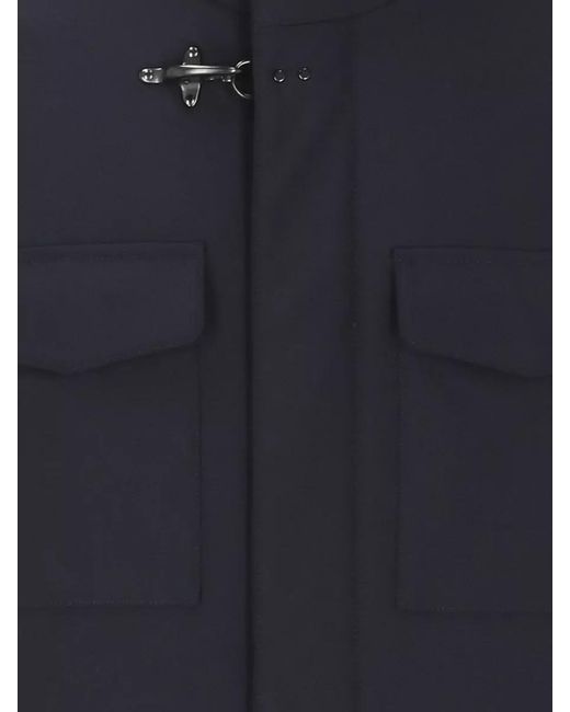 Fay Blue Padded Short Jacket High Collar Pockets for men