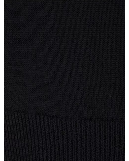 Jil Sander Blue Cutout Wool Ribbed Crew Neck Sweater for men