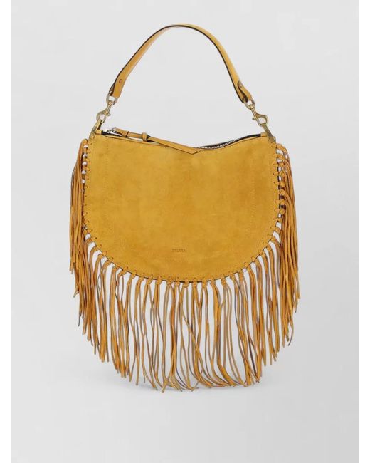 Isabel Marant White Shoulder Bag Adjustable Strap Fringe Detail