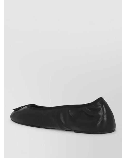 Tory Burch Black Leather Reva Ballerina Flats