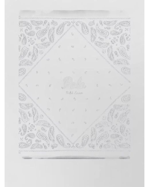 Ralph Lauren White Paisley Print Square Hair Scarf Accessory