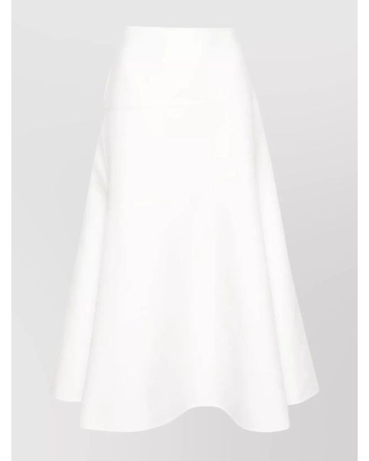 Jil Sander White A-Line High Waist Asymmetric Midi Skirt