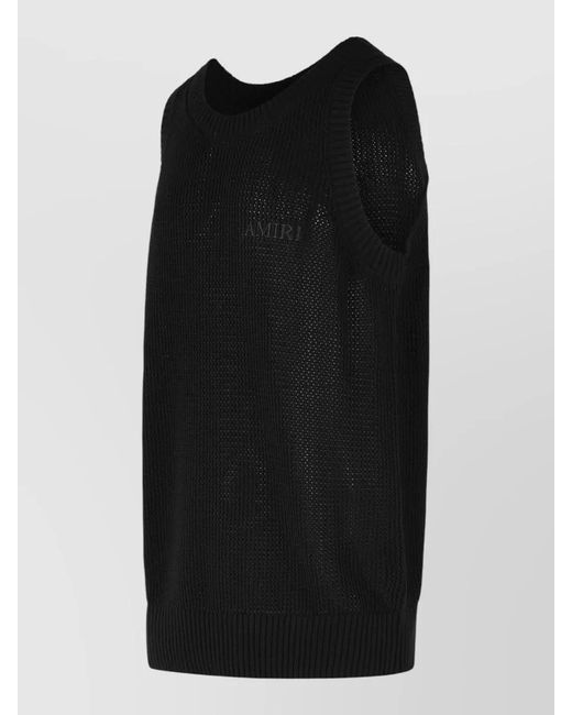 Amiri Black Knit Mesh Cotton Tank Top Ribbed for men