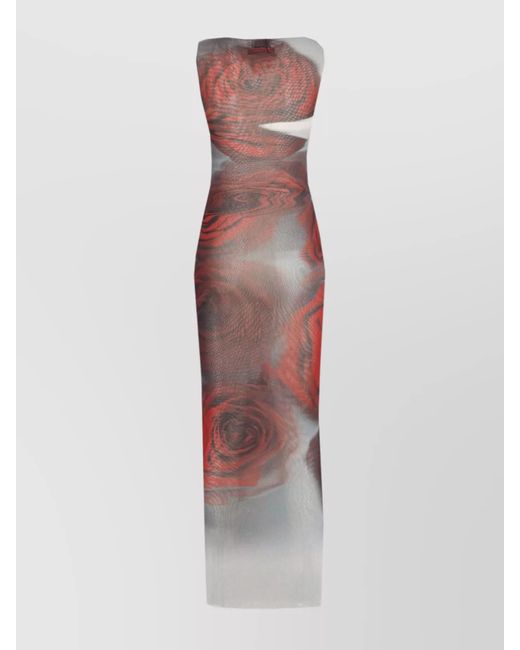 Jean Paul Gaultier White Printed Sleeveless Boat Neck Maxi Dress