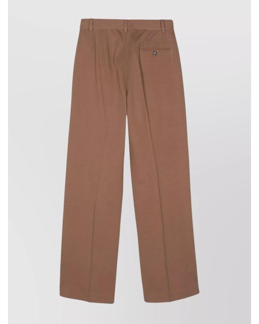 Circolo 1901 Brown Cotton Piqué Low-Rise Straight-Leg Trousers