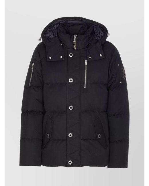 Moose Knuckles Blue Quilted Hooded Jackets Removable Hood for men