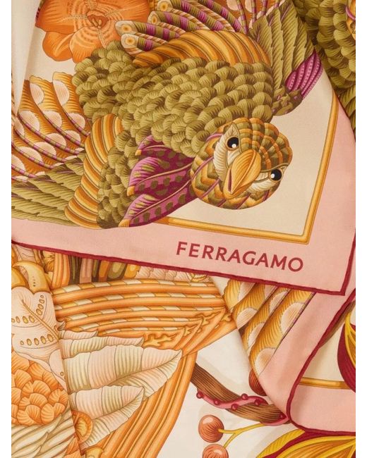 Ferragamo Metallic Silk Printed Scarf