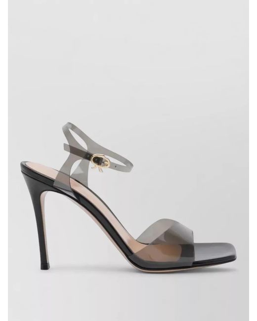 Gianvito Rossi Metallic Plexi Sandals Open Square Toe Design