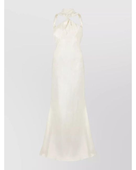 The Attico White Long Satin Dress Open Back Twist