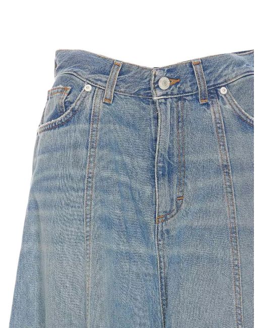 Haikure Blue Skirt Serenity Ionic Design Belt Loops