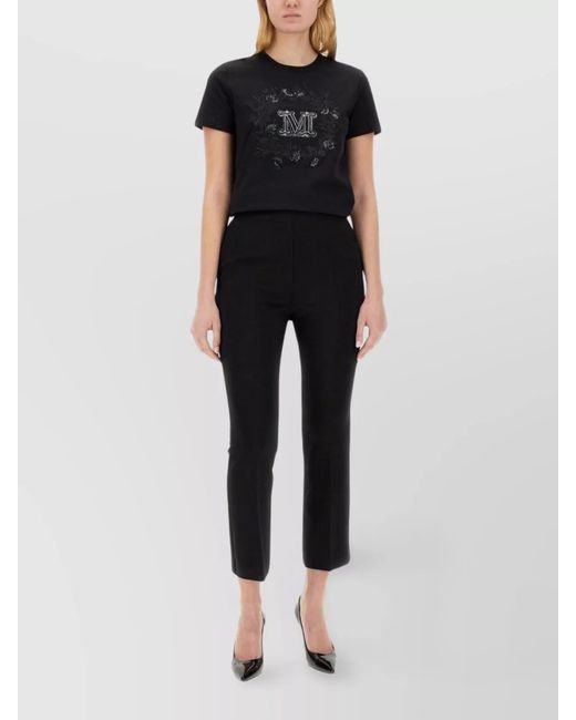 Max Mara Black Virgin Wool Regular-Fit Cropped Trousers