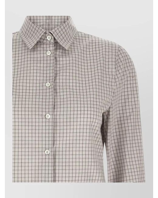 Maison Margiela Gray Checked Cotton Pointed Hem Shirt