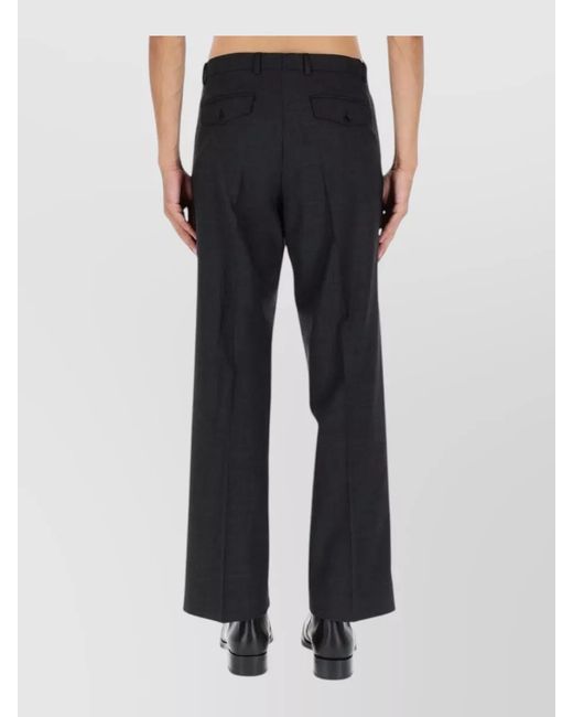sunflower Black Tailored Pleat Trousers Belt Loops Detail for men