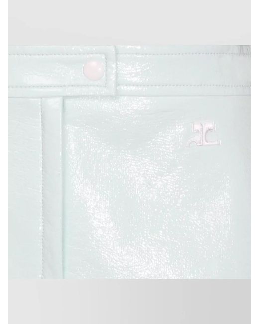 Courreges White Midi Skirt Knee Length Shiny Buttons